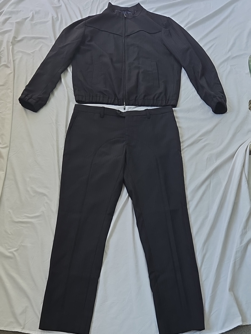 Men's Etro Zip Top & Pants Navy Blue Pinstripe Set Very Unique Garments